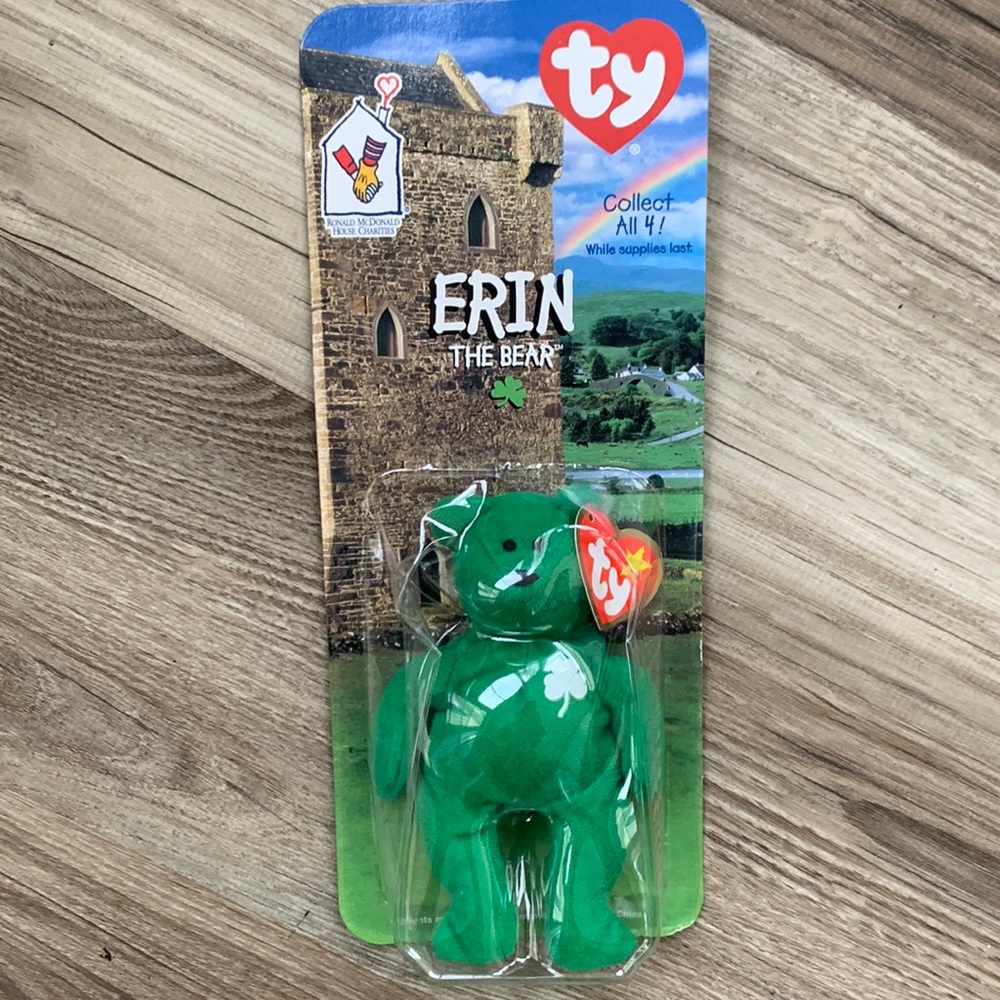 Erin the Bear TY Beanie Baby Green 1999 Ronald McDonald House Collectible Doll